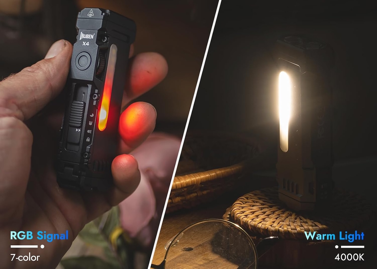 WUBEN X4 EDC Rechargeable Flashlight with RGB Light