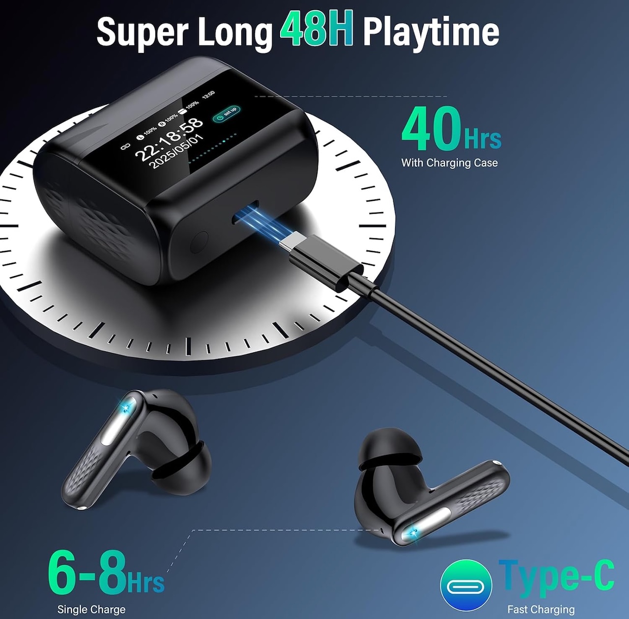 Wireless Earbuds with Touch Screen