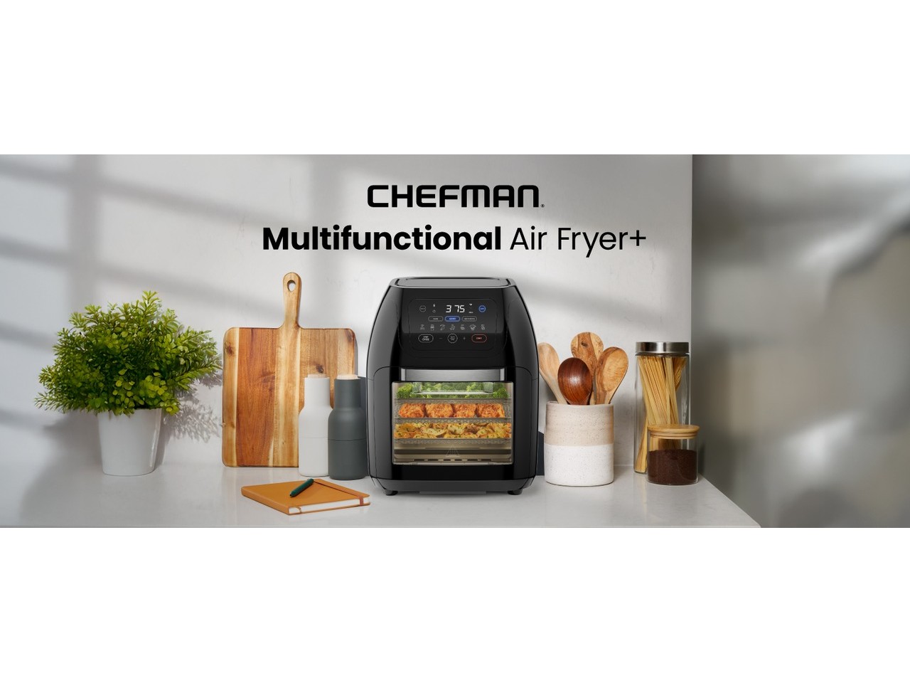 CHEFMAN 10L multifunctional digital air fryer with rotisserie accessories