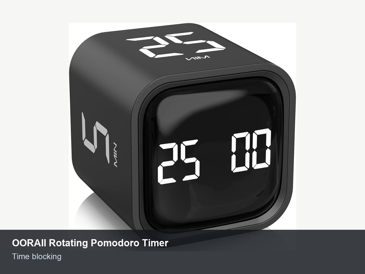 OORAII rotating Pomodoro timer cube with preset work intervals