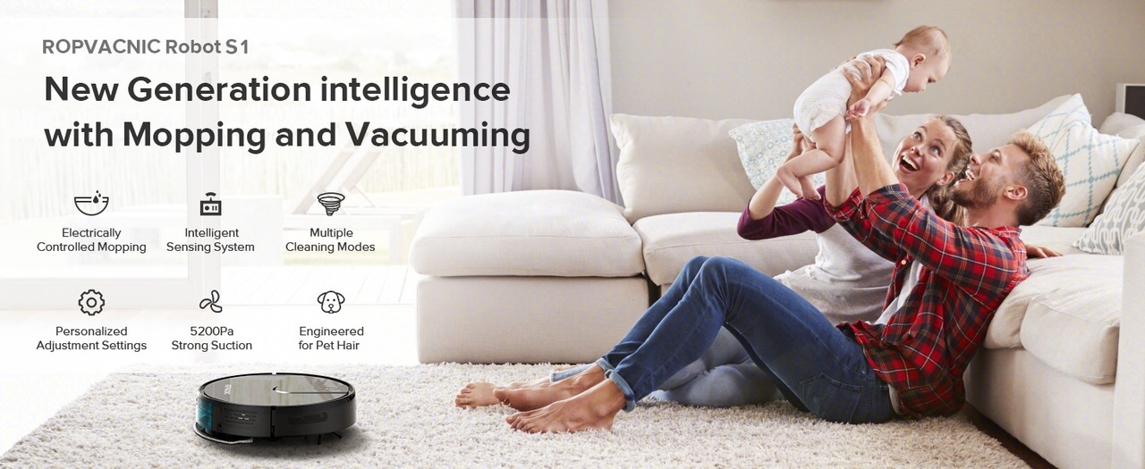 ROPVACNIC S1 robot vacuum and mop cleaner on a hard floor