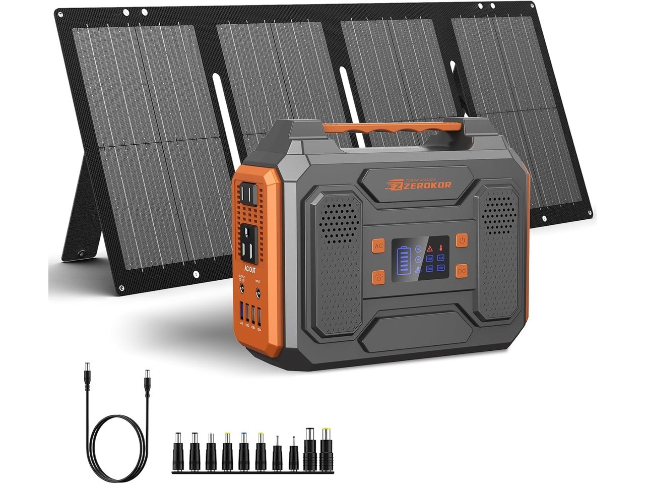 ZeroKor 300W portable power station with foldable 60W solar panel