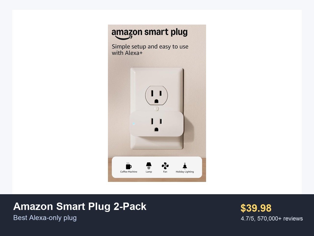 Amazon Smart Plug 2-Pack product image for best alexa-only plug