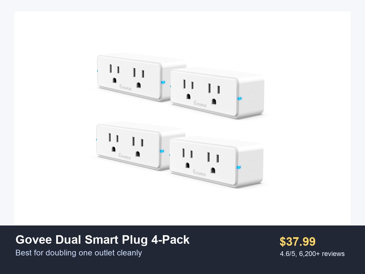 Govee Dual Smart Plug 4-Pack product image for best for doubling one outlet cleanly