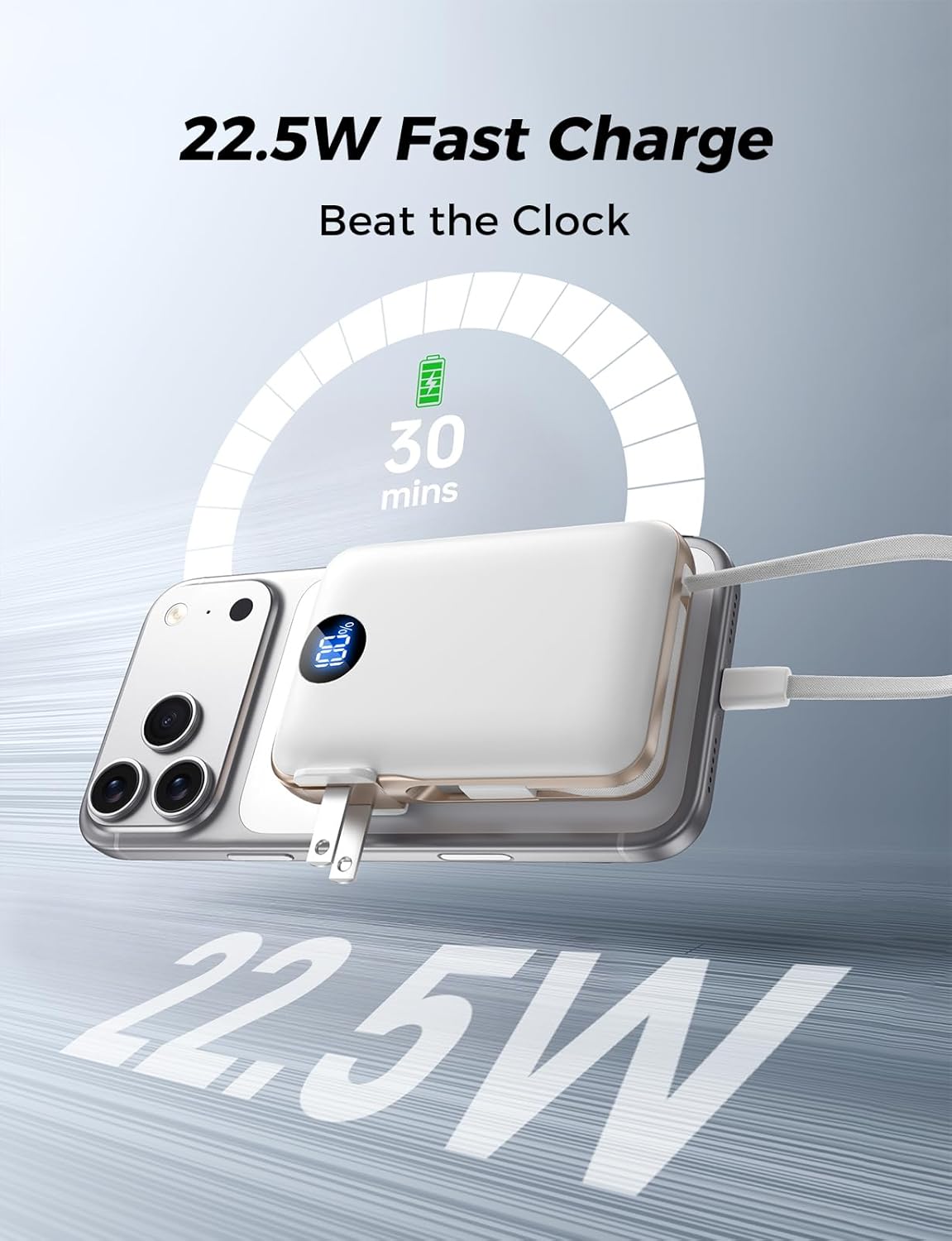 AIFENG Portable Charger with Built-in Cables & Wall Plug