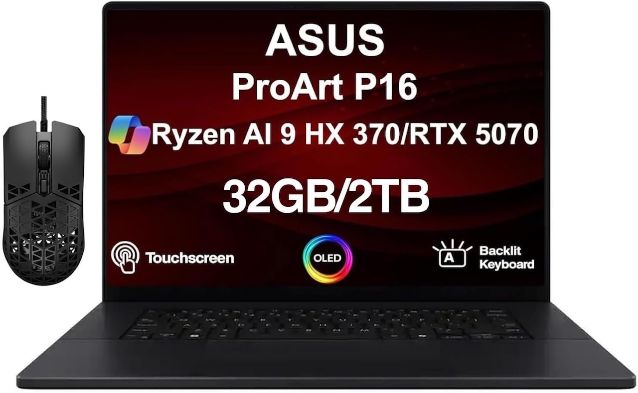 ASUS ProArt P16 creator AI laptop with Ryzen AI processor and RTX graphics