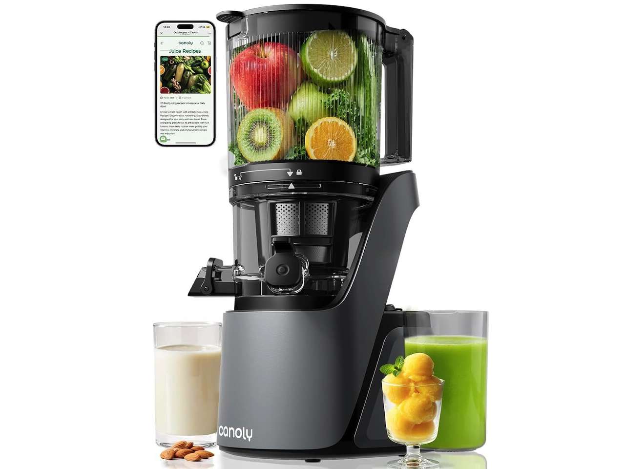 Canoly C16 Cold Press Juicer, 6 Extra Wide Feed Chute