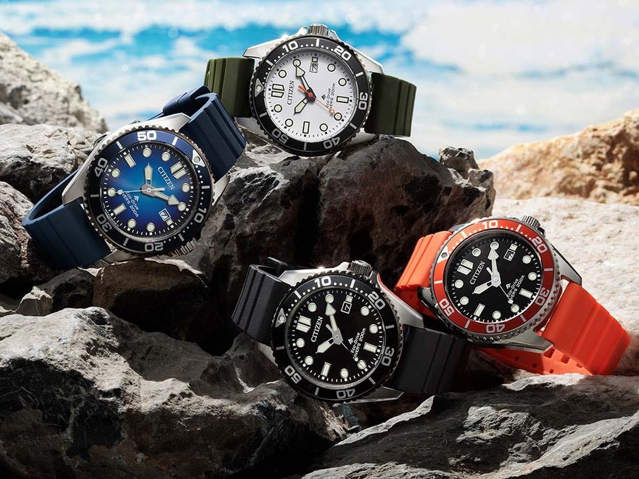 Citizen Promaster Marine BN0265, BN0266, BN0267, and BN0268 lineup