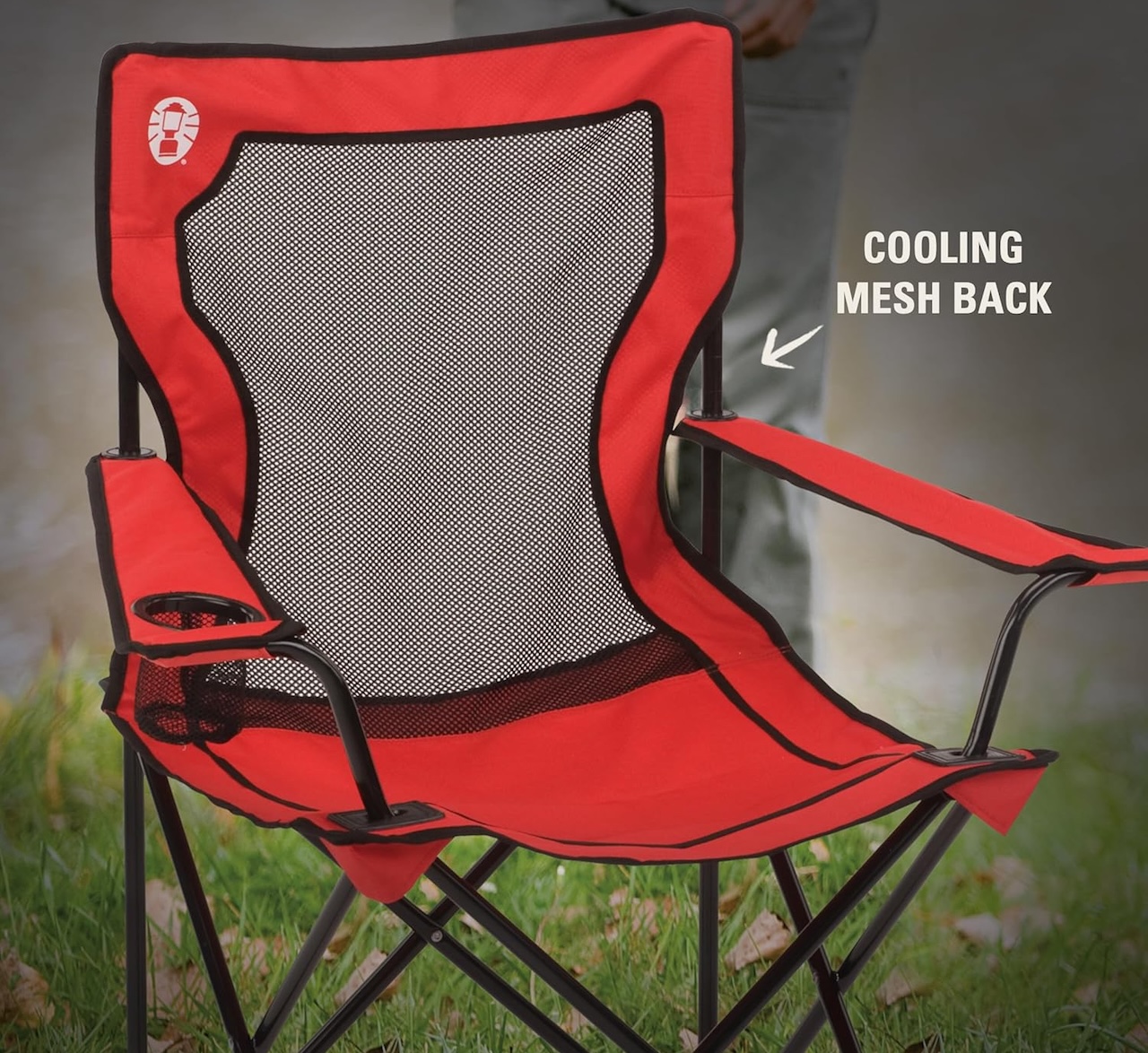 Coleman Broadband Mesh Quad Camping Chair with mesh back and cup holder 2