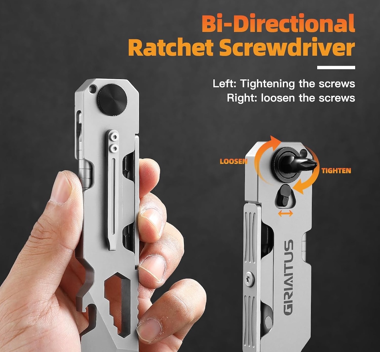 EDC Pry Bar Multitool with Bi-Directional Ratchet Screwdriver & Everlasting Pen A