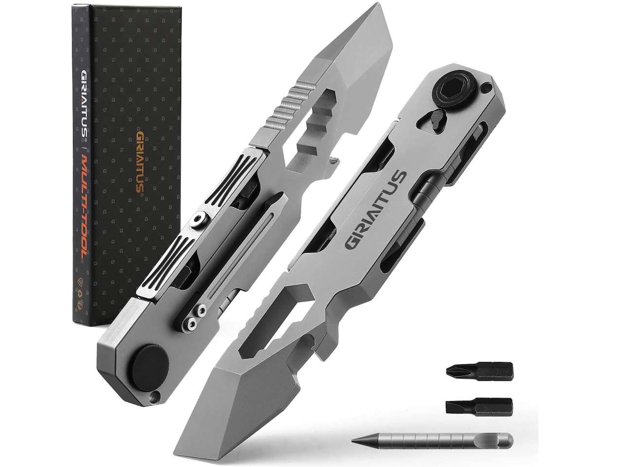 EDC Pry Bar Multitool with Bi-Directional Ratchet Screwdriver & Everlasting Pen