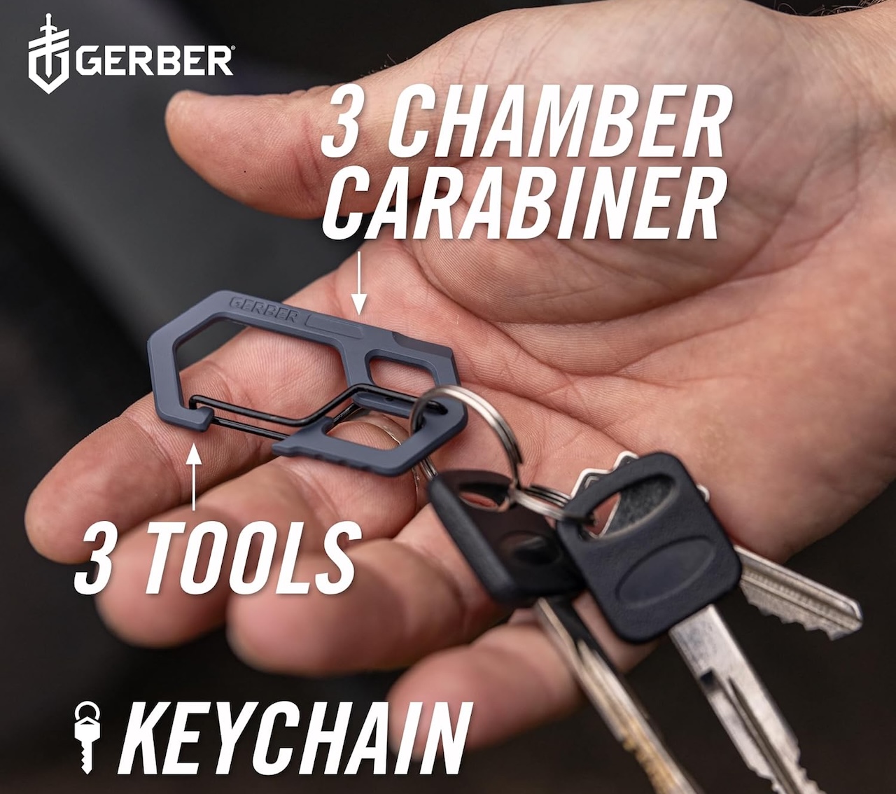 Gerber Gear Carabiner Keychain 3-in-1 Multitool