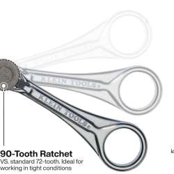 Klein Tools 65200MAG Slim-Profile Magnetic Mini Ratchet Functions