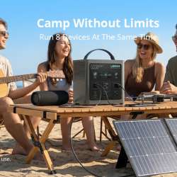 LIBRIDS C600 portable power station being used outdoors for camping
