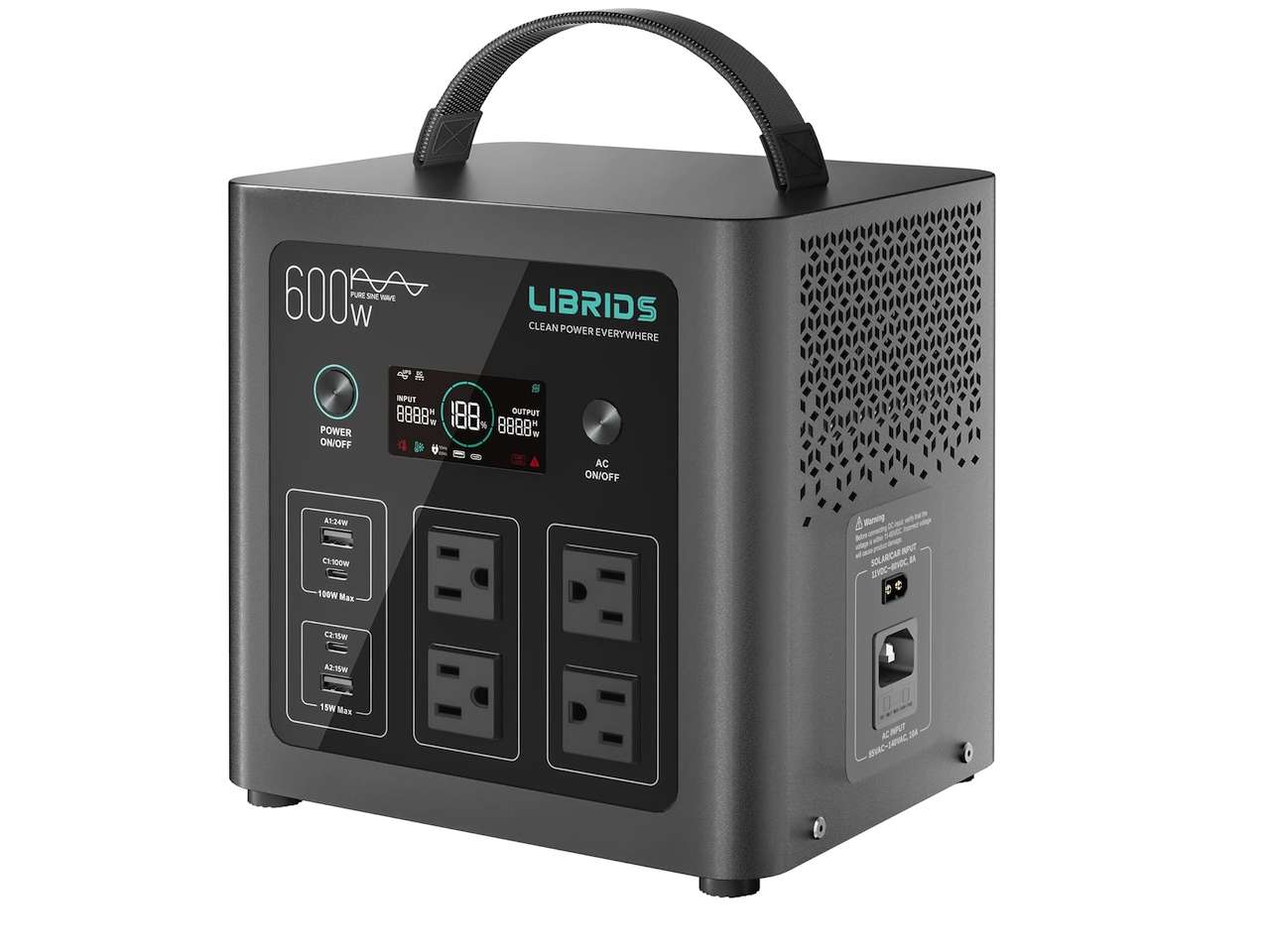 LIBRIDS C600 portable power station being used outdoors for camping