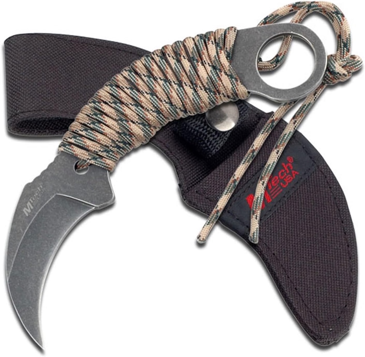MTech USA Fixed Blade Knife Stonewashed Finish Stainless Steel Karambit Blade