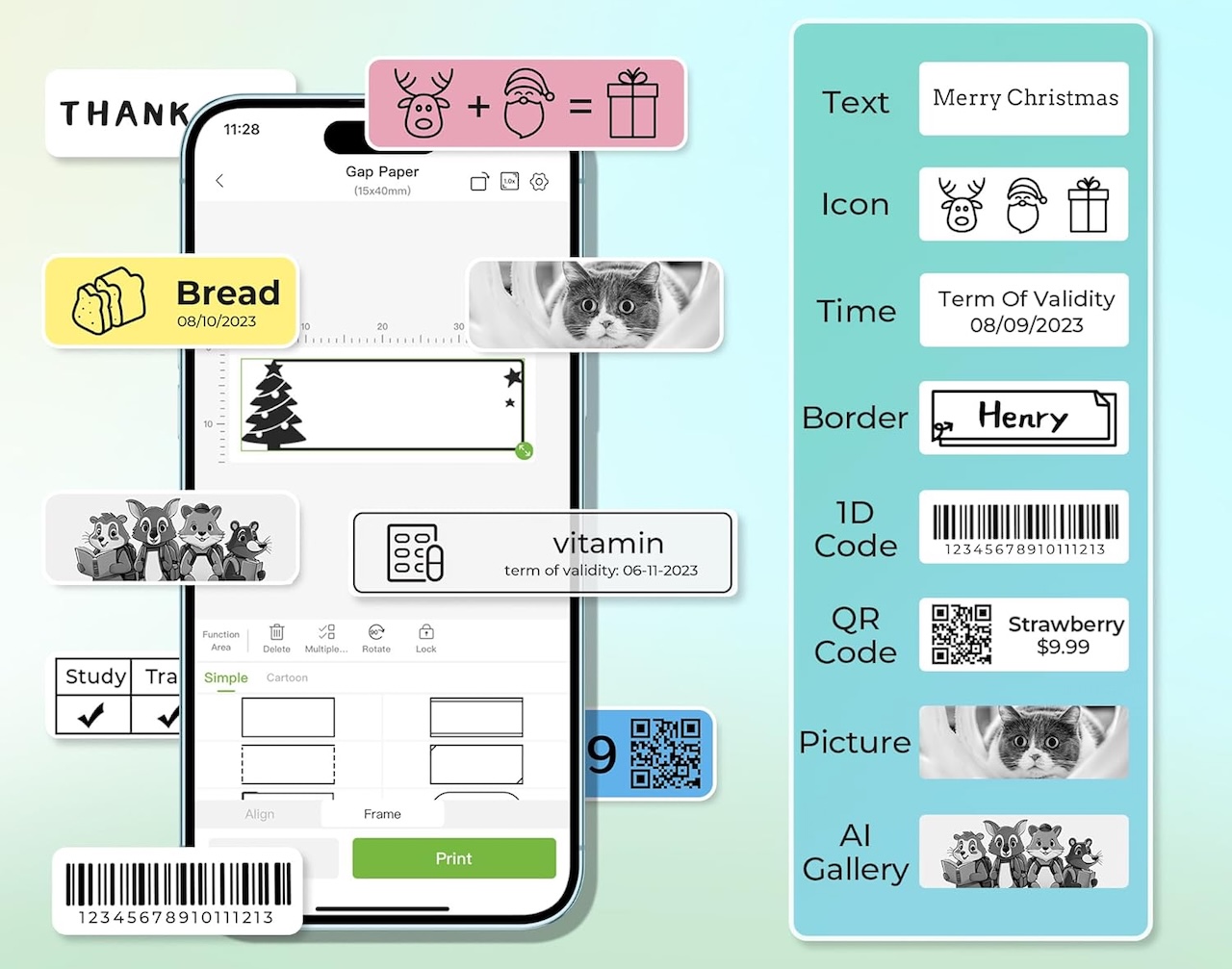Nelko Label Maker Machine with Tape P21 Bluetooth Label Printer