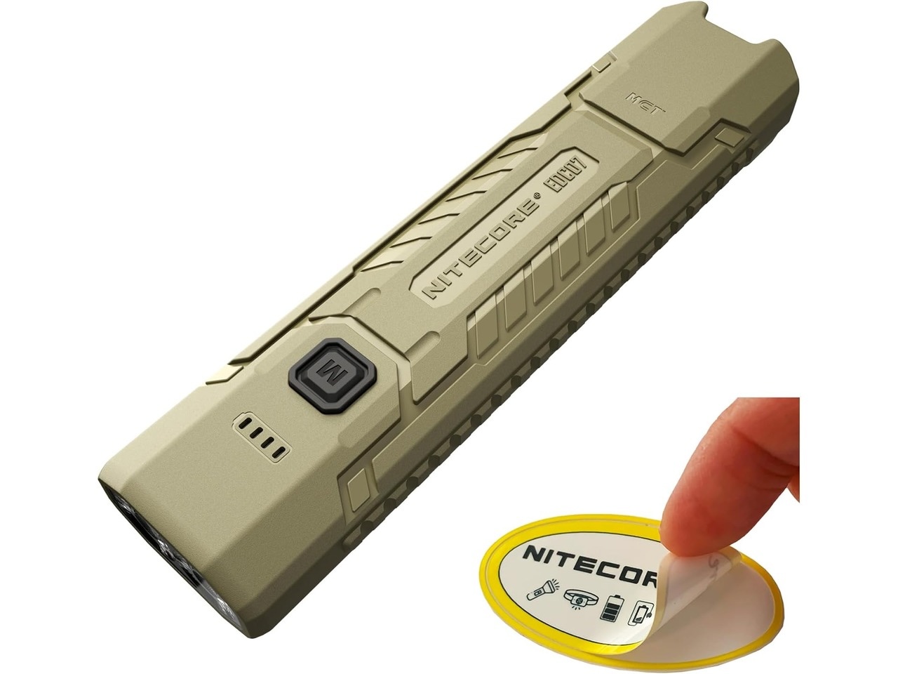 Nitecore EDC07 tan flat USB-C rechargeable EDC flashlight