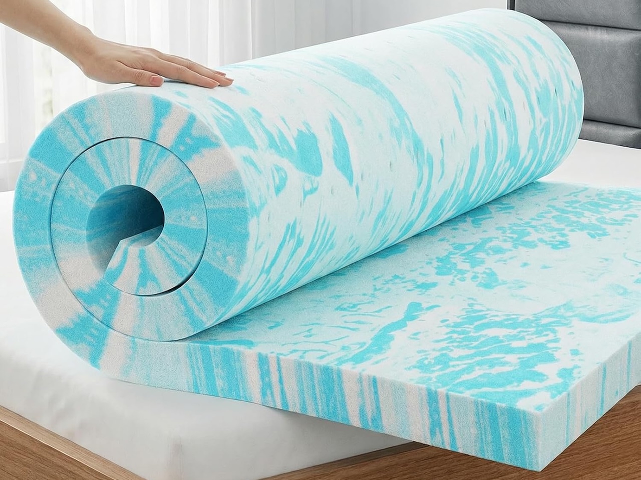 OLIXIS 2 Inch Twin XL Cooling Gel Infused Memory Foam Mattress Topper