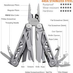 PERWIN Multitool 17-in-1 Stainless Steel Multi Tool Pliers D