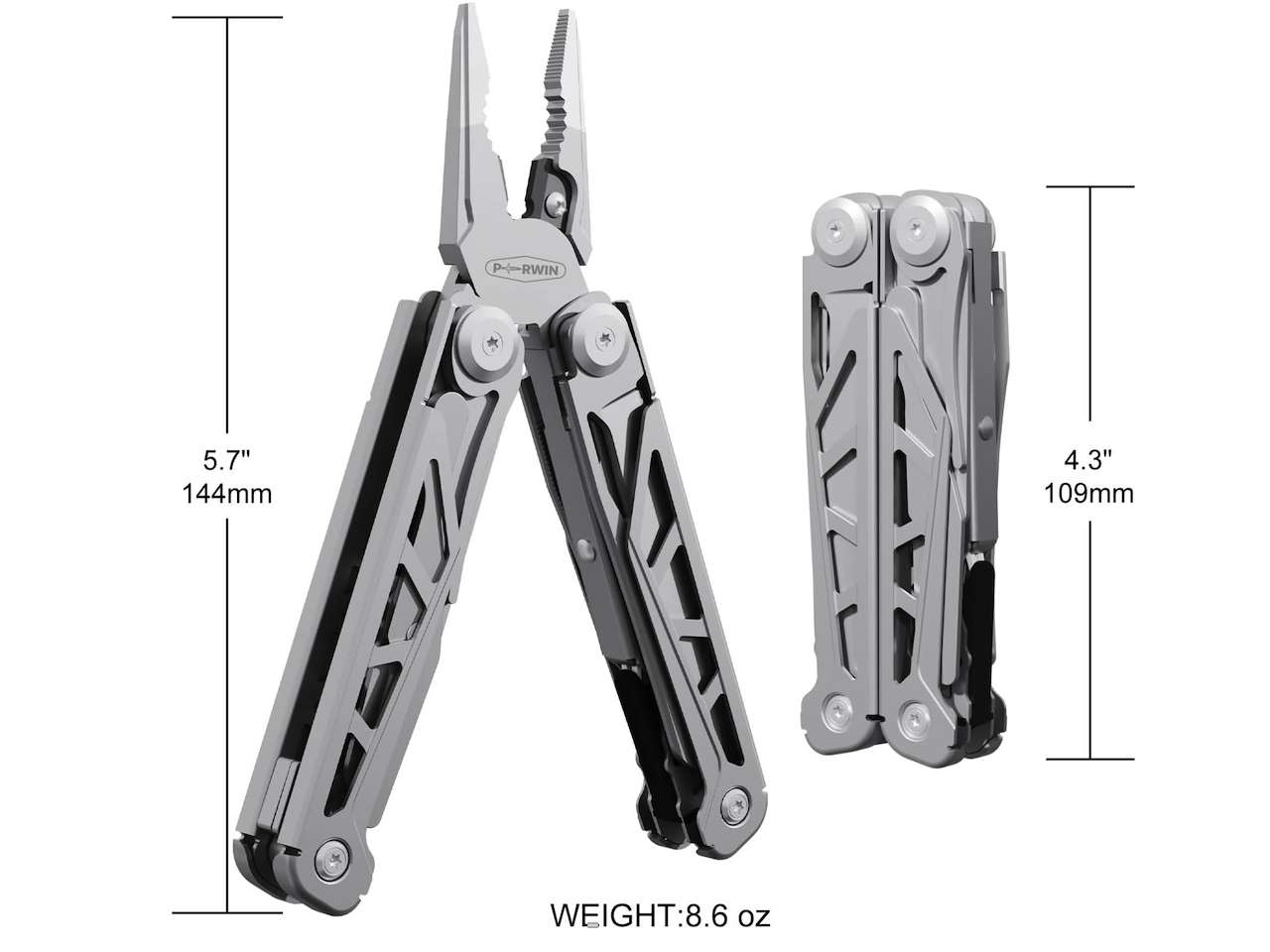 PERWIN Multitool 17-in-1 Stainless Steel Multi Tool Pliers Specs
