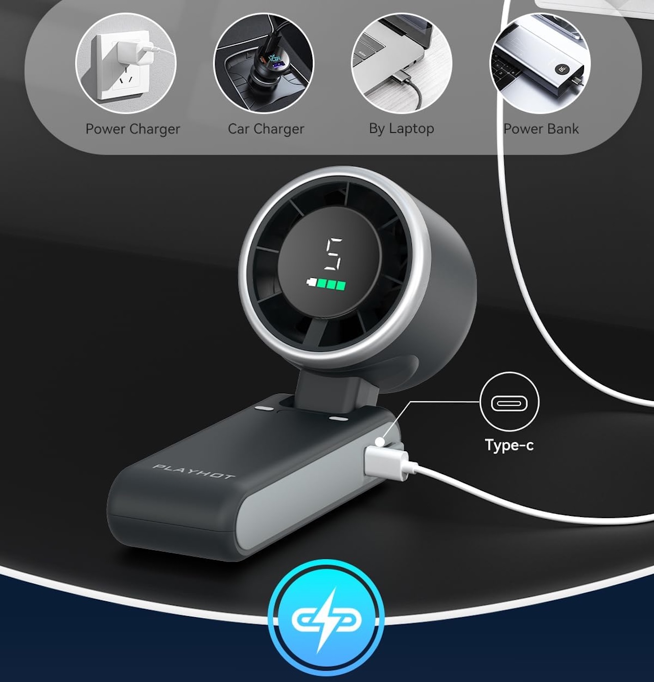 PlayHot Portable Handheld Turbo Fan