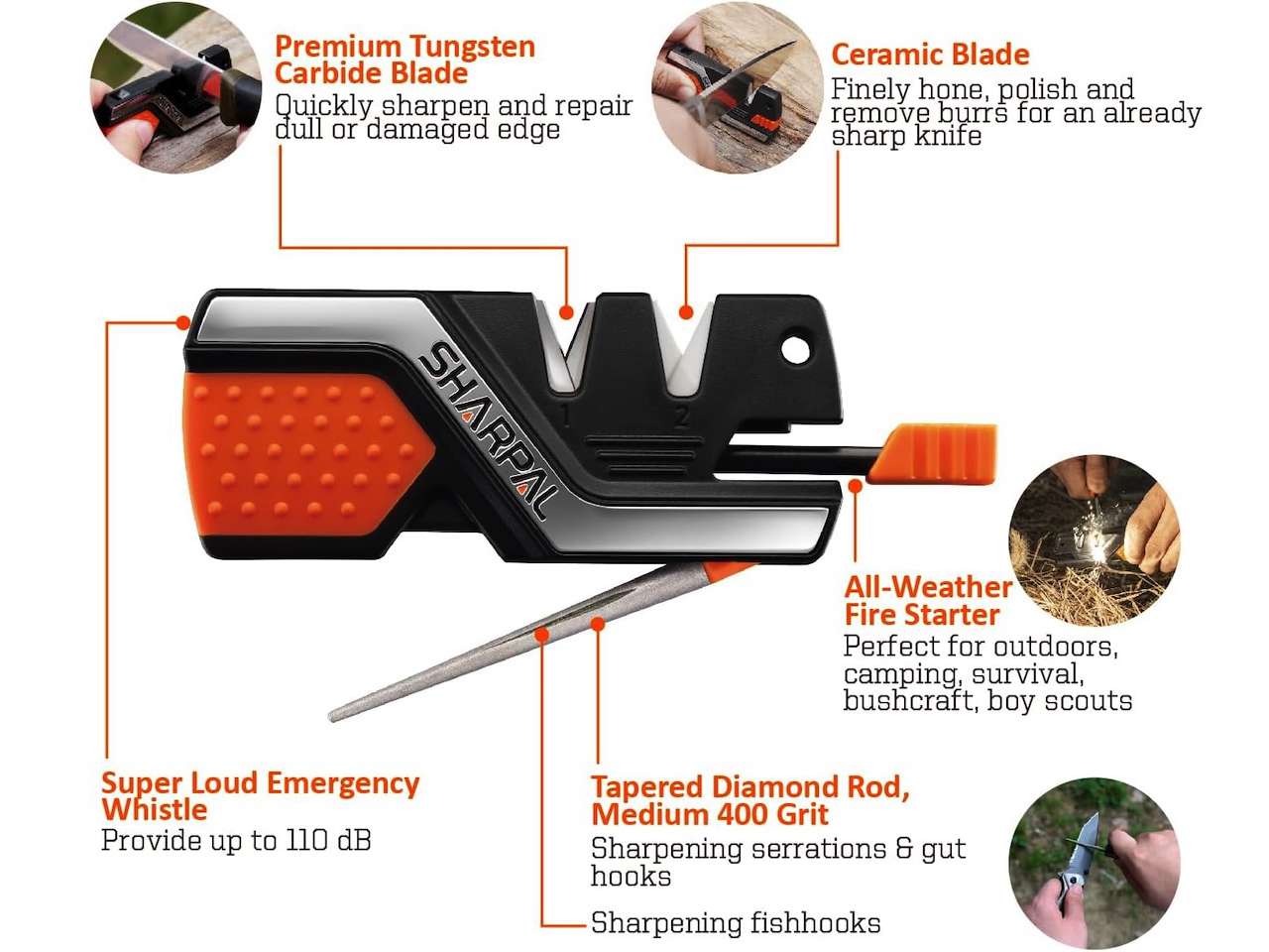 SHARPAL 101N 6-in-1 Pocket Knife Sharpener & Survival Tool 2