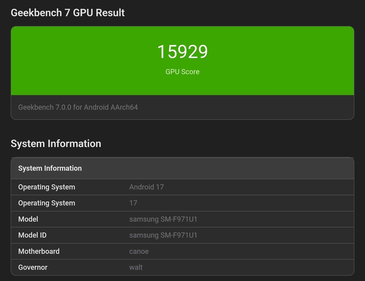 Samsung Galaxy Z Fold8 Geekbench 7 GPU