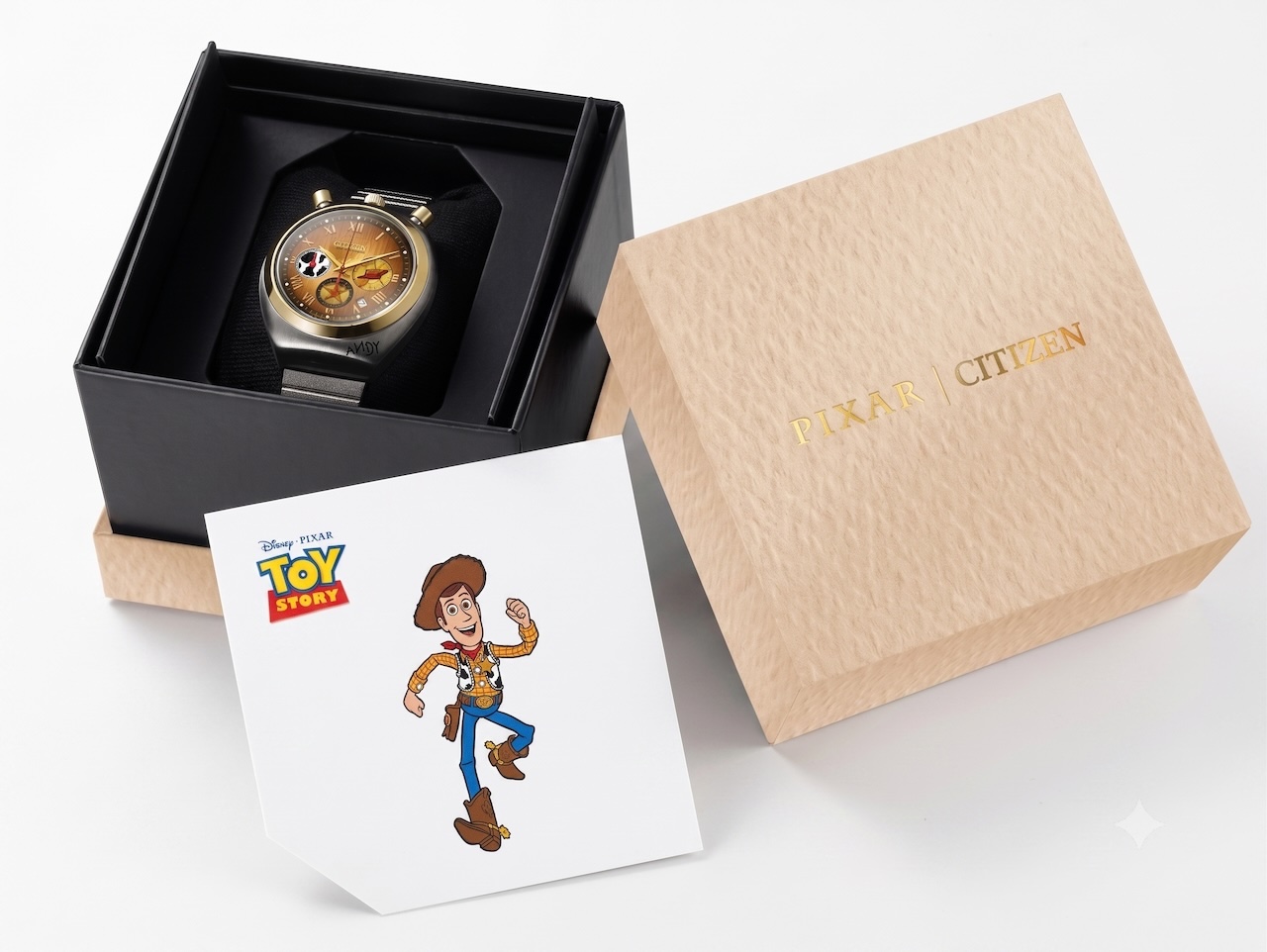 Toy Story x Citizen Woody Model Tsuno Chrono Limited Edition Wristwatch HIgh Res Box