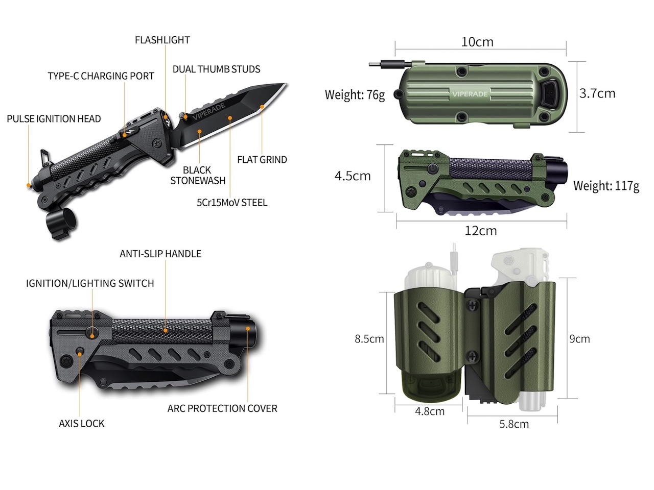 VIPERADE VAK6 Survival Multitool with Folding Knife