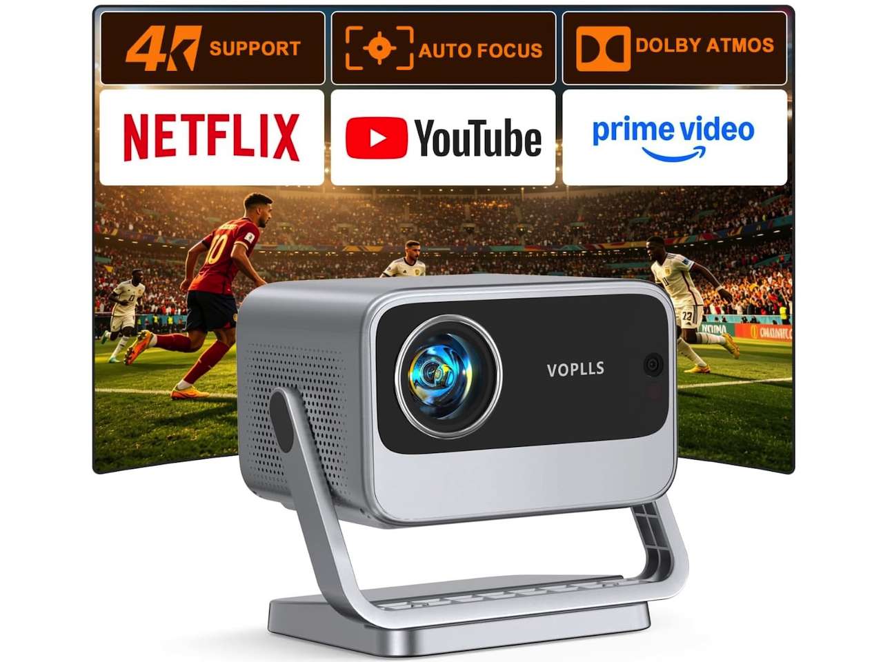 VOPLLS 4K Projector with WiFi and Bluetooth