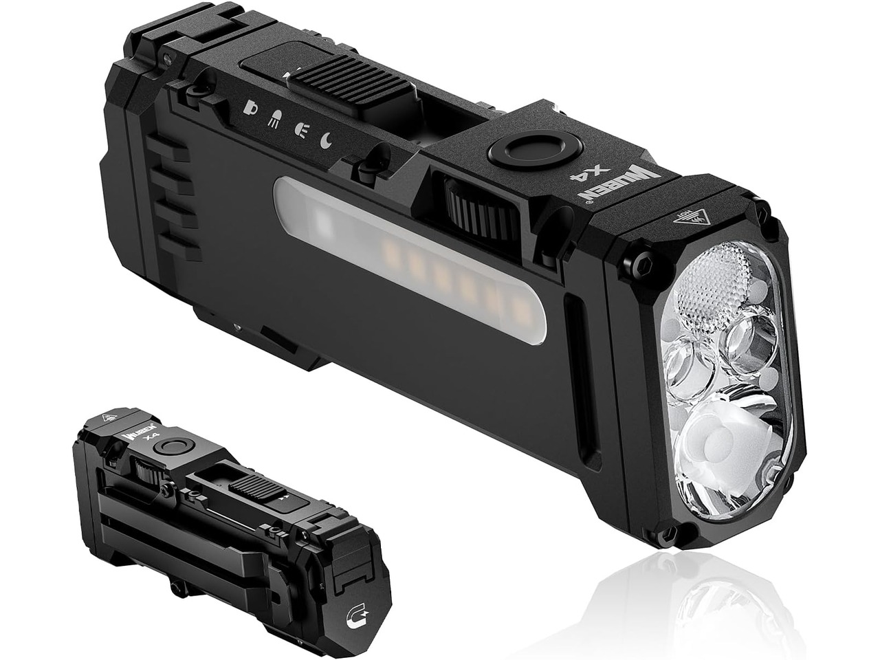 WUBEN X4 black flat EDC flashlight with clip and side light