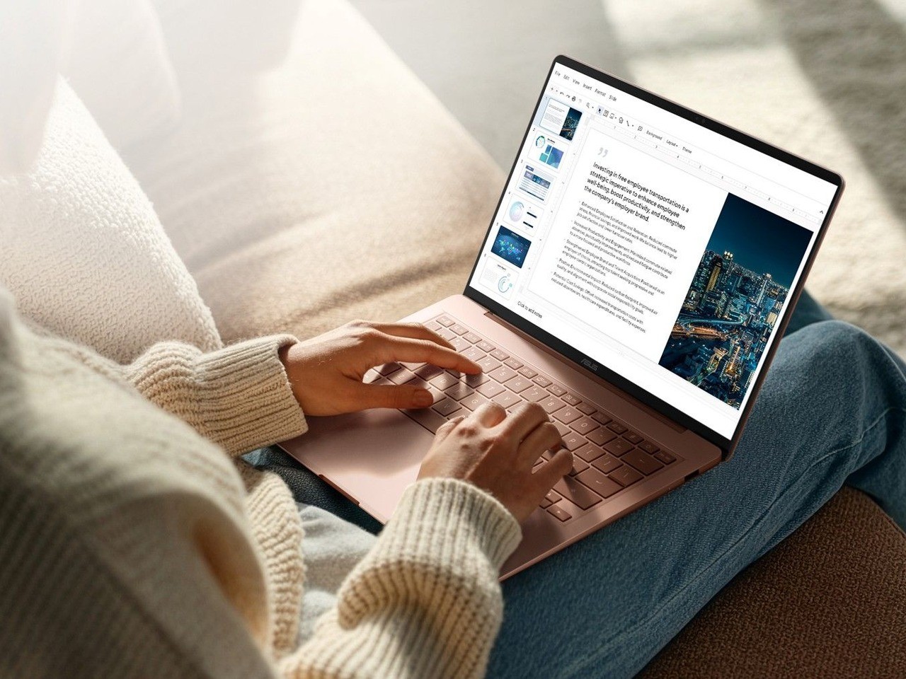 ASUS Zenbook 14 in use, official ASUS image