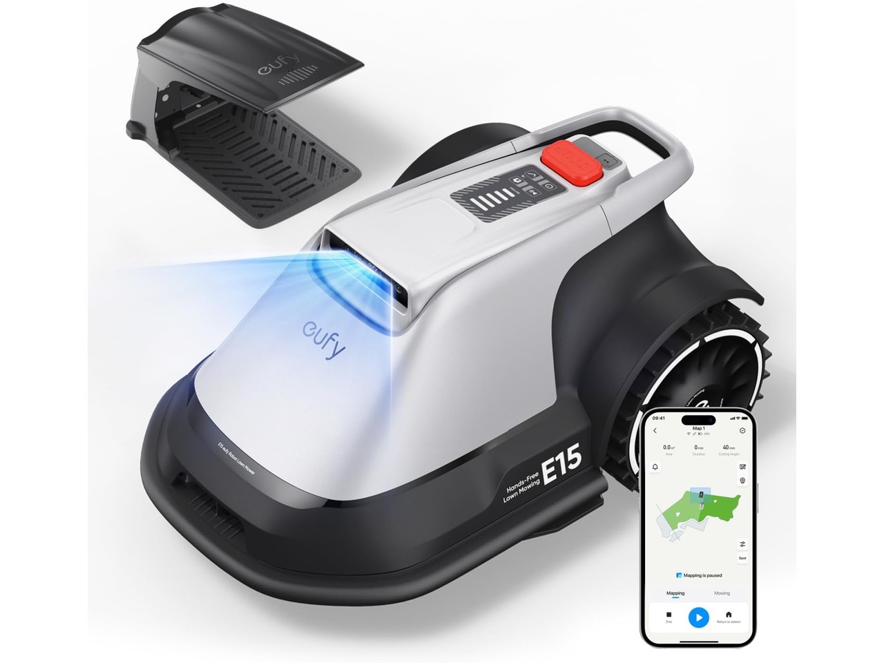 eufy E15 wire-free robot lawn mower product image.
