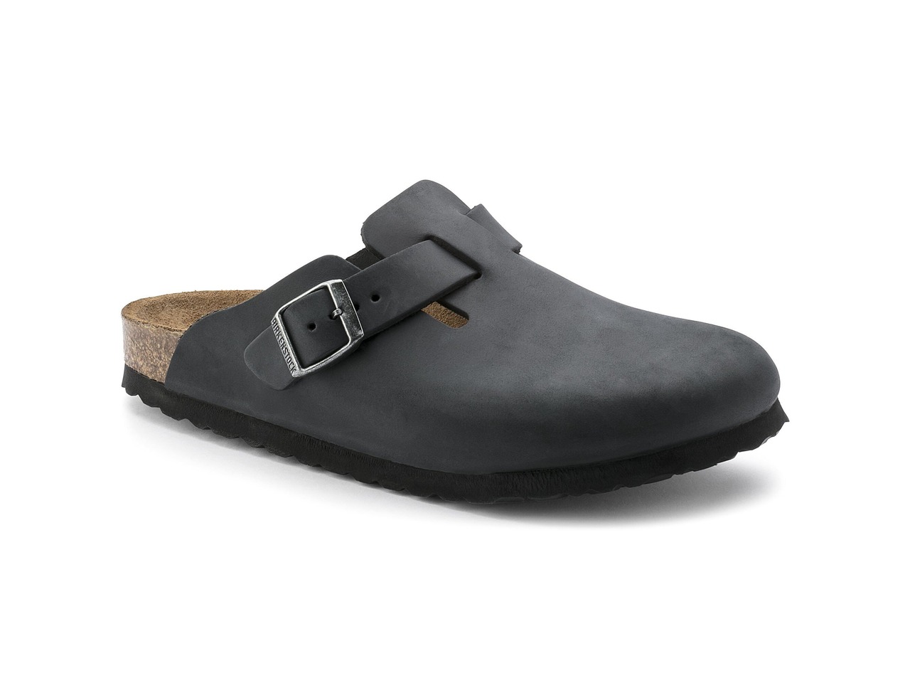 Boston Oiled Leather in Black, official Birkenstock product image