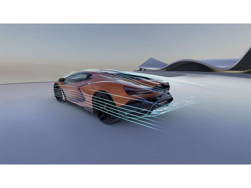 Lamborghini says the Vision Pro app can visualize aerodynamic airflow around the car.