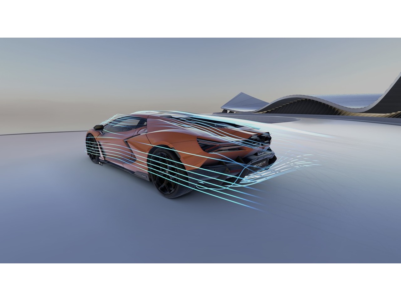 Lamborghini says the Vision Pro app can visualize aerodynamic airflow around the car.
