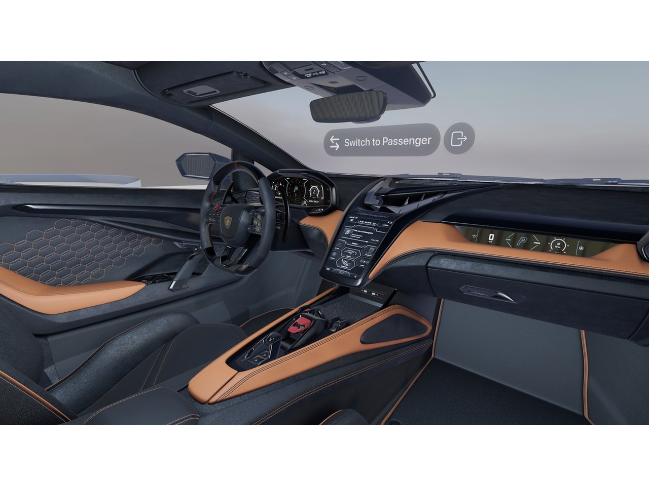 Lamborghini says users can inspect interior and design details through eye and hand navigation.