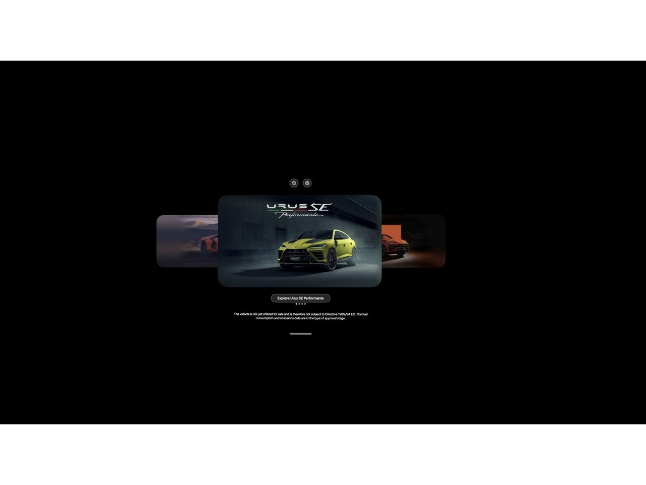 The official press images include a Lamborghini Vision Pro app title screen.