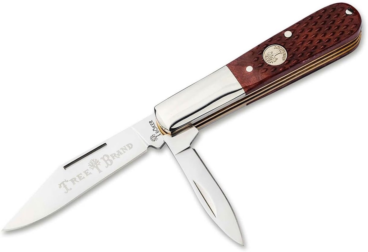 Boker Barlow Pocket Knife Checkered Brown Bone