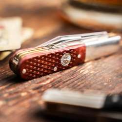 Boker Barlow Pocket Knife Checkered Brown Bone