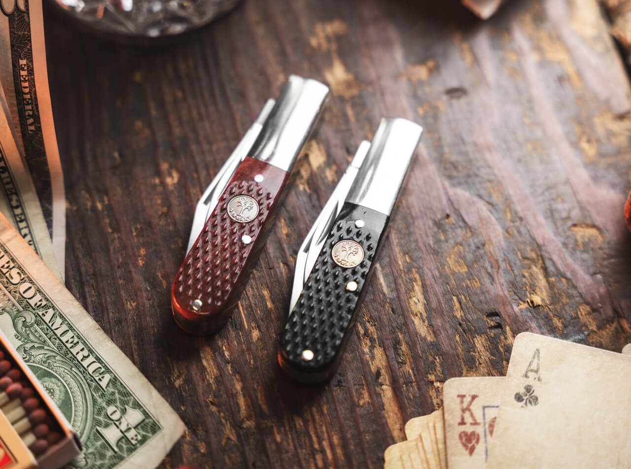 Boker Barlow Pocket Knife Checkered Brown Bone