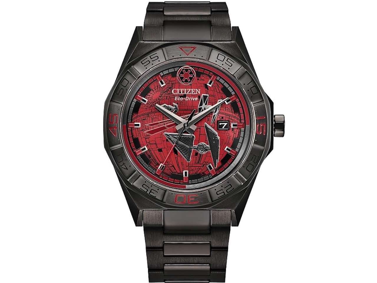 CITIZEN Mens Eco-Drive Death Star 42mm Stainless Steel AW1857-57W Imperial Battle