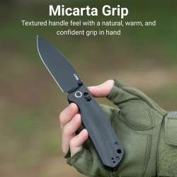 CJRB Mega Maximal Thumb Stud & Crossbar Lock Knife Black Micarta Handle