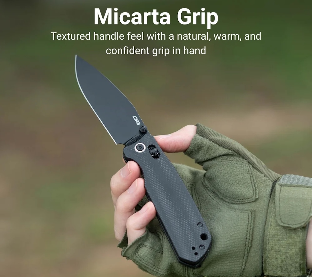CJRB Mega Maximal Thumb Stud & Crossbar Lock Knife Black Micarta Handle