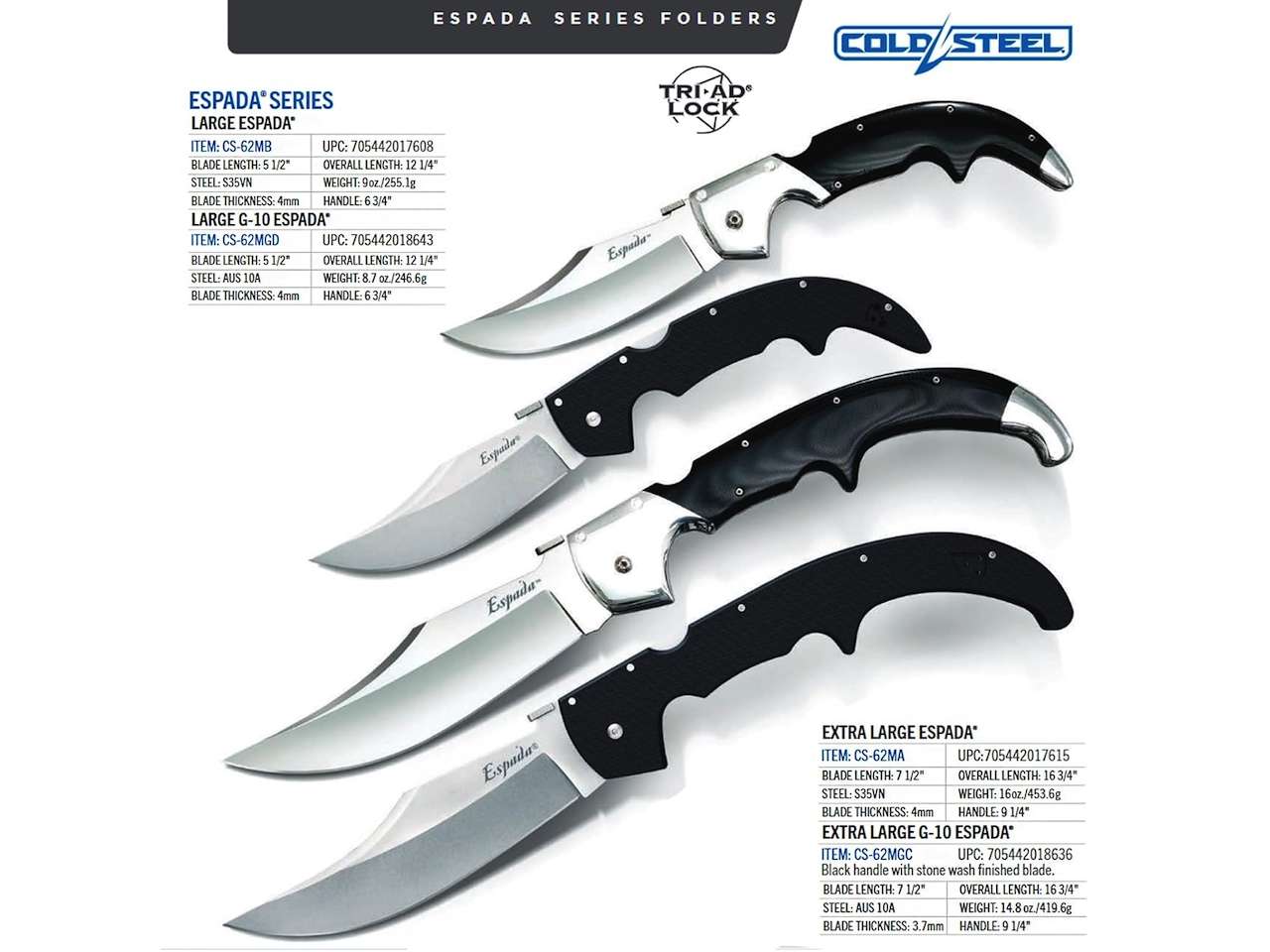 Cold Steel Espada AUS10A Steel Ultra-Sharp Blades Release