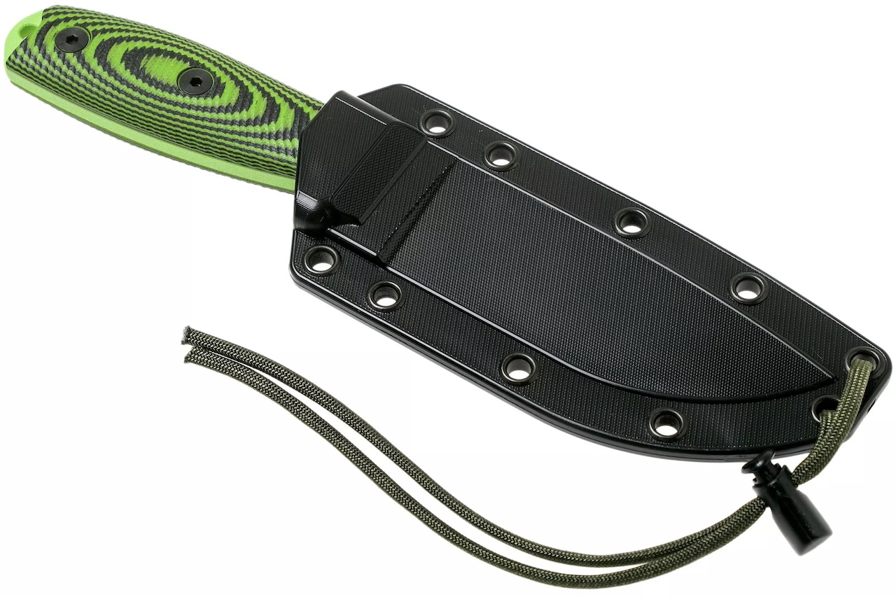 ESEE-4 1095 Carbon Steel Black Sheath Venom Green Blade Neon Green Black G10 3D Handle