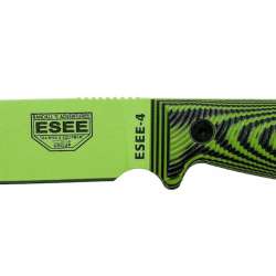 ESEE-4 1095 Carbon Steel Black Sheath Venom Green Blade Neon Green Black G10 3D Handle