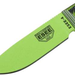 ESEE-4 1095 Carbon Steel Black Sheath Venom Green Blade Neon Green Black G10 3D Handle