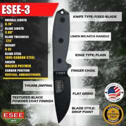 ESEE Knives Model 3P-B Fixed Blade Knife 2